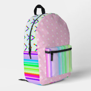 Sac À Dos Imprimé Couleur rose arc-en-ciel brillant imprimé sac à do