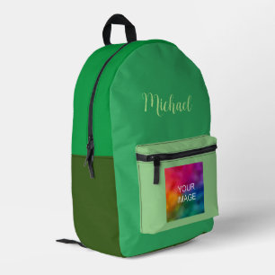 Sac À Dos Imprimé Couleur verte Tons Modèle personnalisé Nom saisi