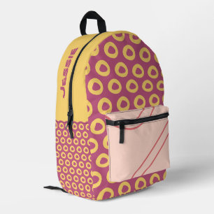 Sac À Dos Imprimé Couleurs amusantes rose/jaune personnalisées