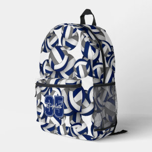 Sac À Dos Imprimé couleurs de l'équipe de volley-ball gris bleu fonc