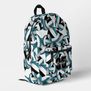 Sac À Dos Imprimé Couleurs de l'équipe de volley-ball noir sarcelle