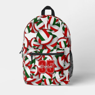 Sac À Dos Imprimé couleurs de l'équipe de volley-ball rouge vert w n