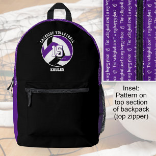 Sac À Dos Imprimé couleurs d'équipe de sport noir violet joueur de v