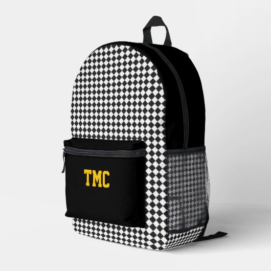 Sac À Dos Imprimé Couleurs d'équipe scolaire INITIALES Checkerboard (Coin arrière droit)