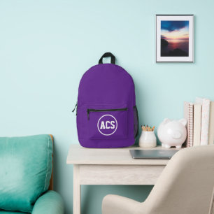Sac À Dos Imprimé Couleurs et lettres de l'école violet et blanc