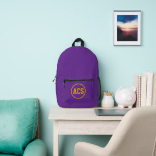 Sac À Dos Imprimé Couleurs et lettres scolaires violet et or