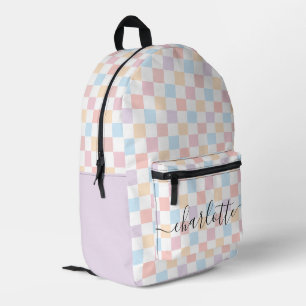 Sac À Dos Imprimé Couleurs Pastel Personnalisées À damiers Motif