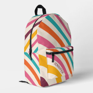 Sac À Dos Imprimé Courbes de style rétro coloré