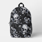 Sac À Dos Imprimé Crânes Floraux Gothiques Noir & Blanc (Recto)