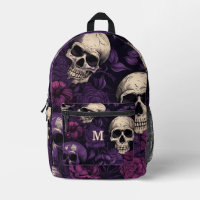 Crânes violet noir floral
