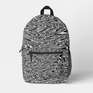 Sac À Dos Imprimé Cravate Abstraite Zigzag noir et blanc