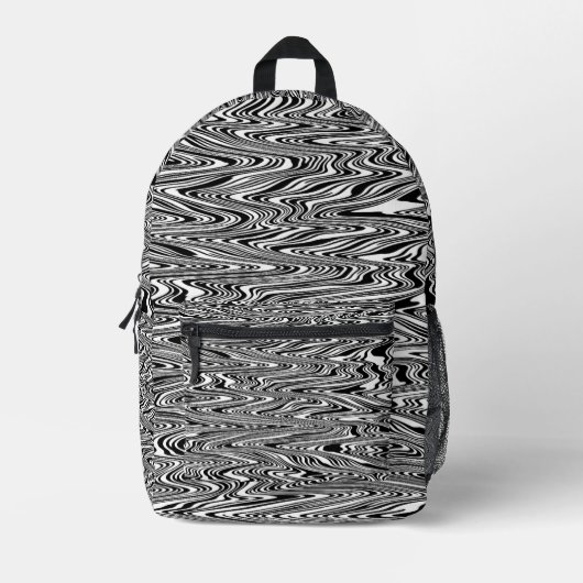 Sac À Dos Imprimé Cravate Abstraite Zigzag noir et blanc (Recto)
