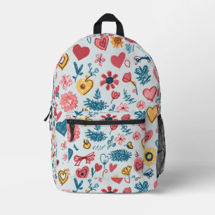 Sac À Dos Imprimé Crayon Coeurs et fleurs