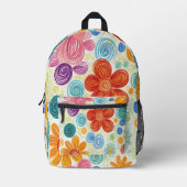 Sac À Dos Imprimé Crayon Doodle Daisy Design (Recto)