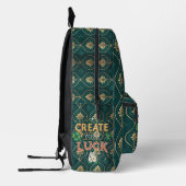 Sac À Dos Imprimé Create Your Luck – Elegant Green & Gold Motivation (Gauche)