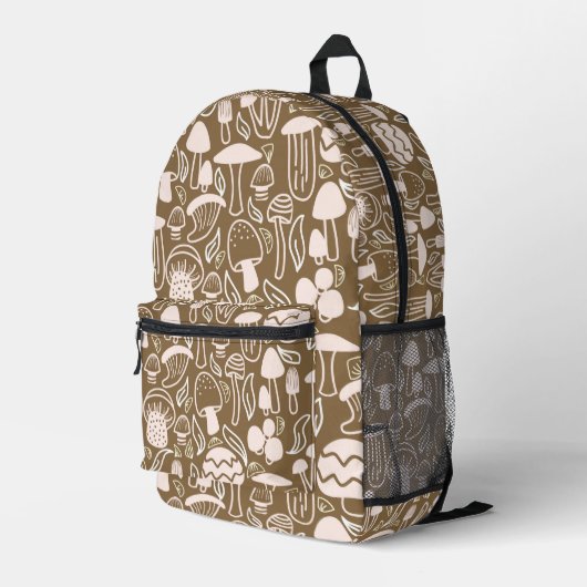 Sac À Dos Imprimé Crème Brown aux champignons (Coin arrière droit)