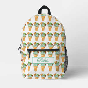 Sac À Dos Imprimé Crème Glacée au Chocolat Menthe Aquarelle Personna