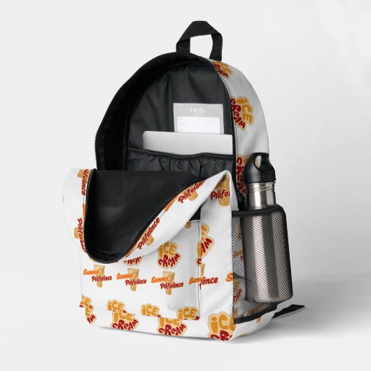 Sac À Dos Imprimé crème glacée préférence estivale (Coin arrière droit (ouvert))