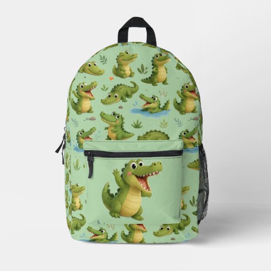 Sac À Dos Imprimé Crocodile vert imprimé en 3D (Recto)