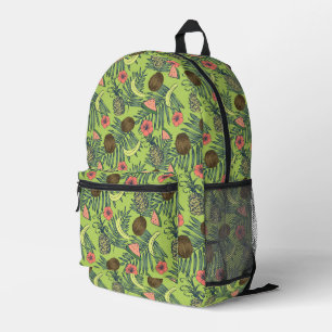 Sac À Dos Imprimé Croquis de fruits tropicaux sur Motif vert
