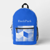 Sac À Dos Imprimé Cubes Bleus Amusants, Personnalisation Perturbée (Recto)