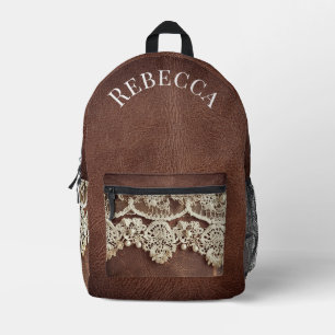 Sac À Dos Imprimé Cuir occidental rustique et dentelle antique