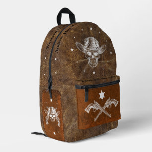 Sac À Dos Imprimé Custom Classic cowboy et fusils Cuir Brown 1898
