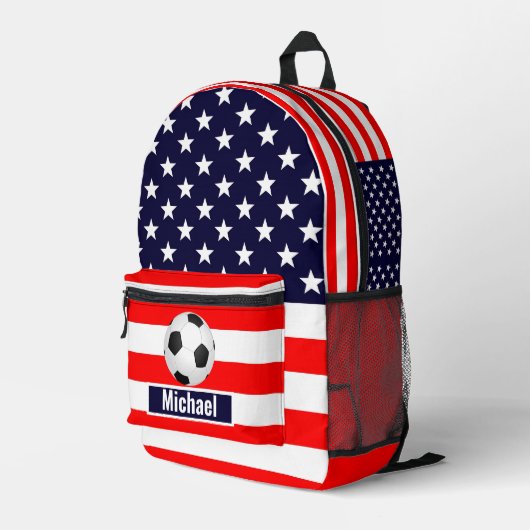 Sac À Dos Imprimé Custom Name American Flag Football Boys Backpack (Coin arrière droit)