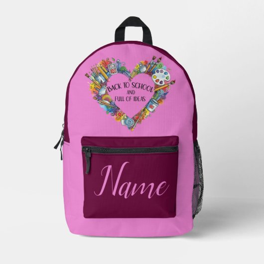 Sac À Dos Imprimé Custom Name Pink Girls Back to School  (Recto)