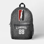 Sac À Dos Imprimé Custom Red & Black Glitter Basketball Player  (Recto)