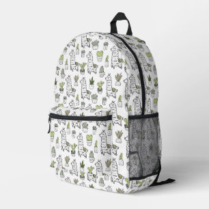 Sac À Dos Imprimé Cute Alpaca et Motif Cactus