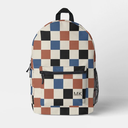 Sac À Dos Imprimé Cute Autumn Coloured Checkerboard Monogram Initial (Recto)