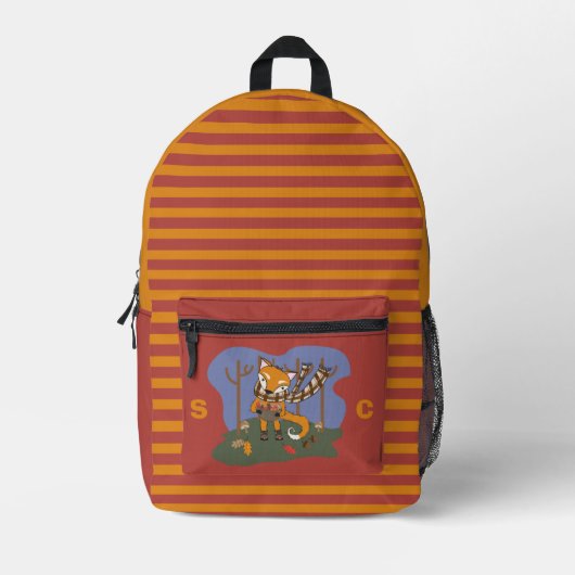 Sac À Dos Imprimé Cute Autumn Fox Kid Backpack with Initials (Recto)