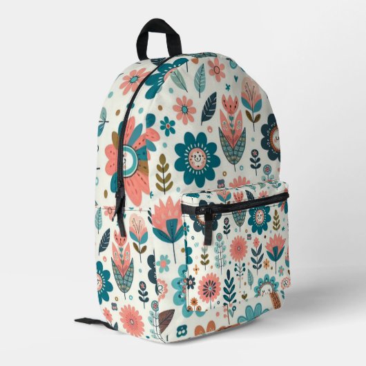 Sac À Dos Imprimé Cute Boho Feuilles et fleurs (Coin arrière gauche)
