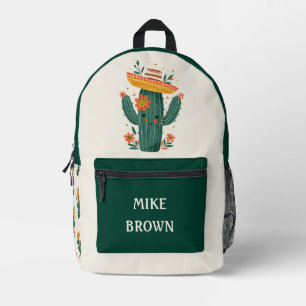 Sac À Dos Imprimé Cute Cactus avec Casquette mexicain Nom personnali