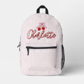 Sac À Dos Imprimé Cute Coquette Pink Bow Plaid Personnalisé (Recto)