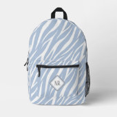 Sac À Dos Imprimé Cute Dusty Bleu Blanc Motif Zebra Imprimer Monogra (Recto)