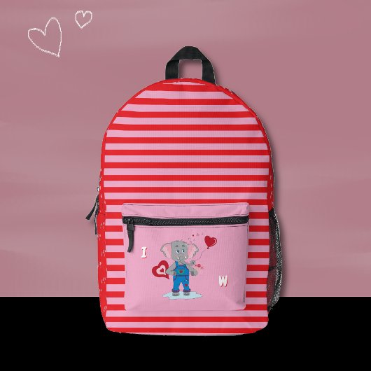 Sac À Dos Imprimé Cute Elephant Pink and Red Kid Monogram Backpack