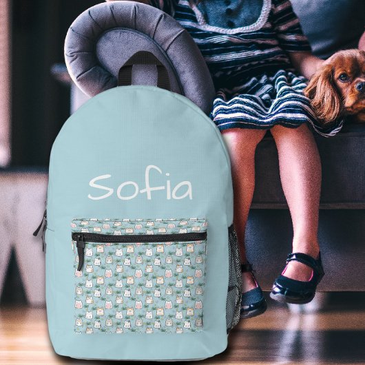 Sac À Dos Imprimé Cute kawaii kitty pattern azure blue name