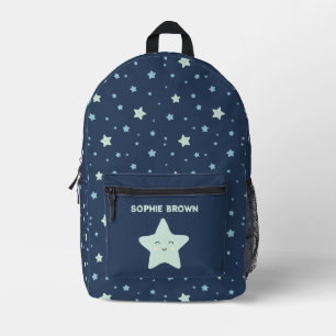 Sac À Dos Imprimé Cute Kawaii Star Motif sur Navy Blue Custom Name