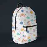 Sac À Dos Imprimé Cute moderne Rainbows et Motif de nuages<br><div class="desc">Des arcs-en-ciel mignons et colorés et des nuages répètent le motif.</div>