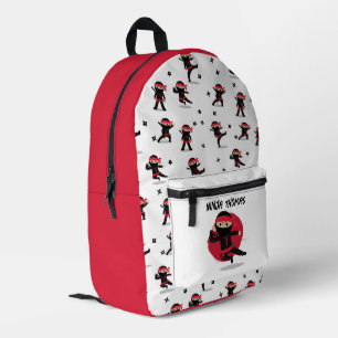 Sac À Dos Imprimé Cute Ninja Warrior Black & Red Kids School