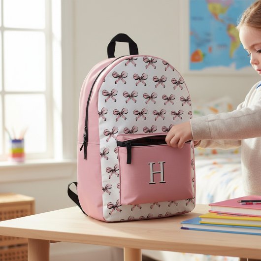 Sac À Dos Imprimé Cute Pink Bows Backpack with Monogram