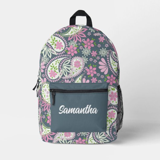 Sac À Dos Imprimé Cute Pink Paisley Pattern Personalized (Recto)