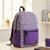Sac À Dos Imprimé Cute Purple Gingham Personalized Backpack
