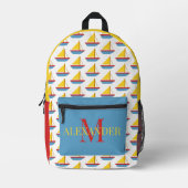 Sac À Dos Imprimé Cute Red Blue Yellow Toy Sailboat Monogram (Recto)