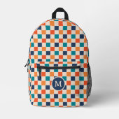 Sac À Dos Imprimé Cute Retro Checkerboard Monogramme Marine Orange T (Recto)