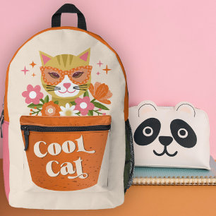 Sac À Dos Imprimé Cute Retro Cool Chat Typographie Planteur en terre