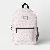 Sac À Dos Imprimé Cute Rose Bow & Coquette Coeur Nom du script perso (Recto)