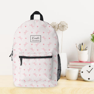 Sac À Dos Imprimé Cute Rose Bow & Coquette Coeur Nom du script perso